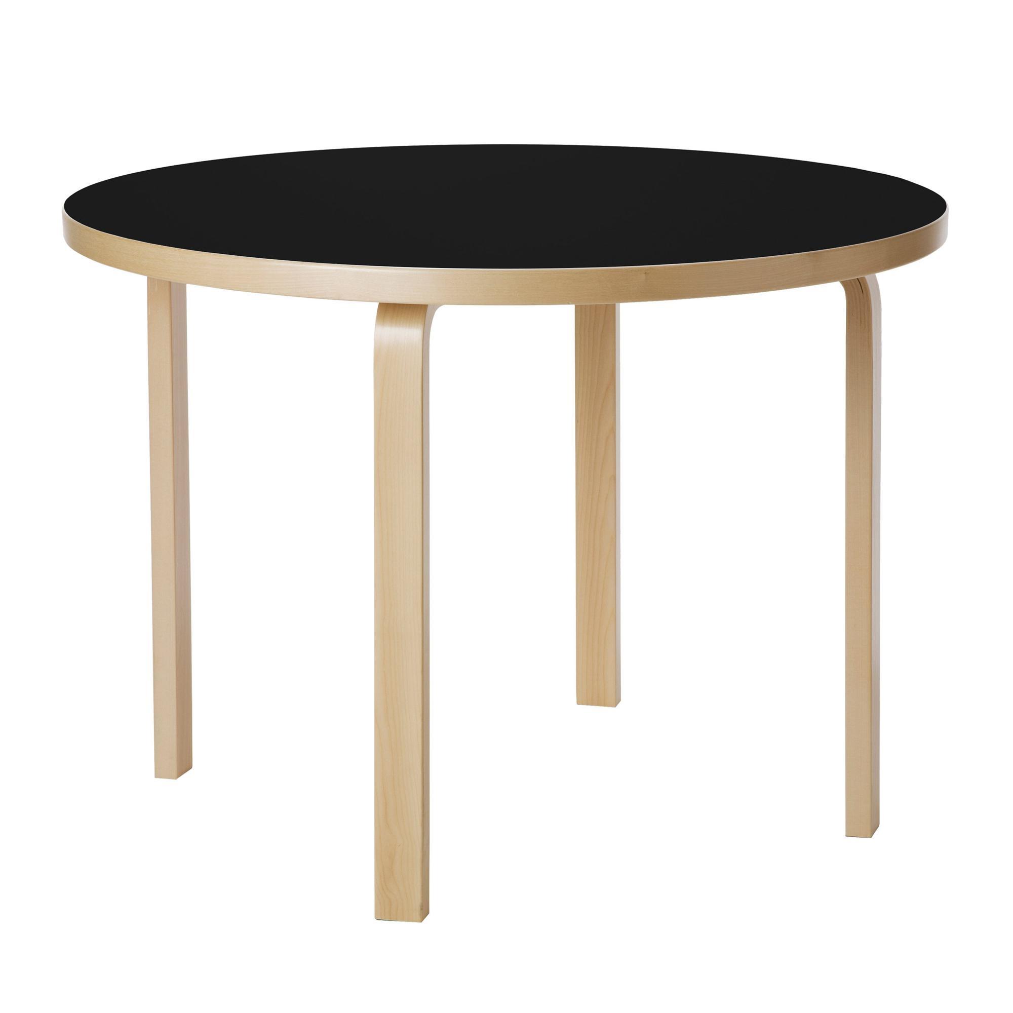 artek Aalto 90A Mesa Redonda Abedul/ Linóleo Negro