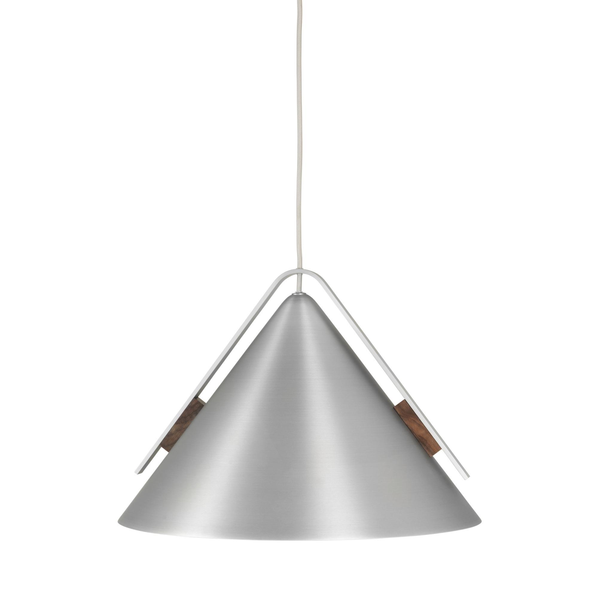 Kristina Dam Studio Cone Lampadario Grande in Alluminio Spazzolato e Noce