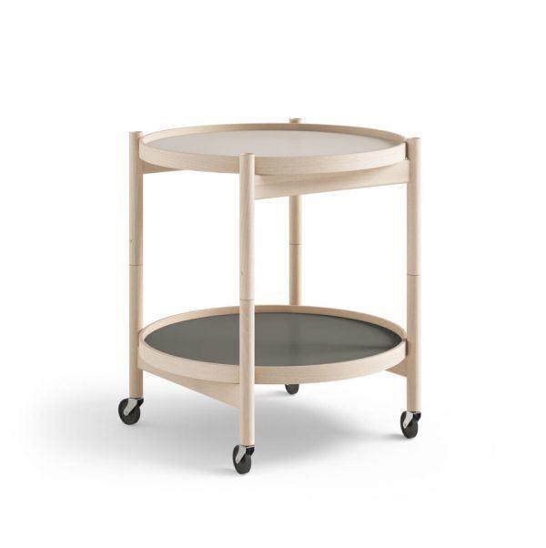 Brdr. Krüger Bølling Tray Table Ø50 Untreated Beech/Light Gray/ Gray