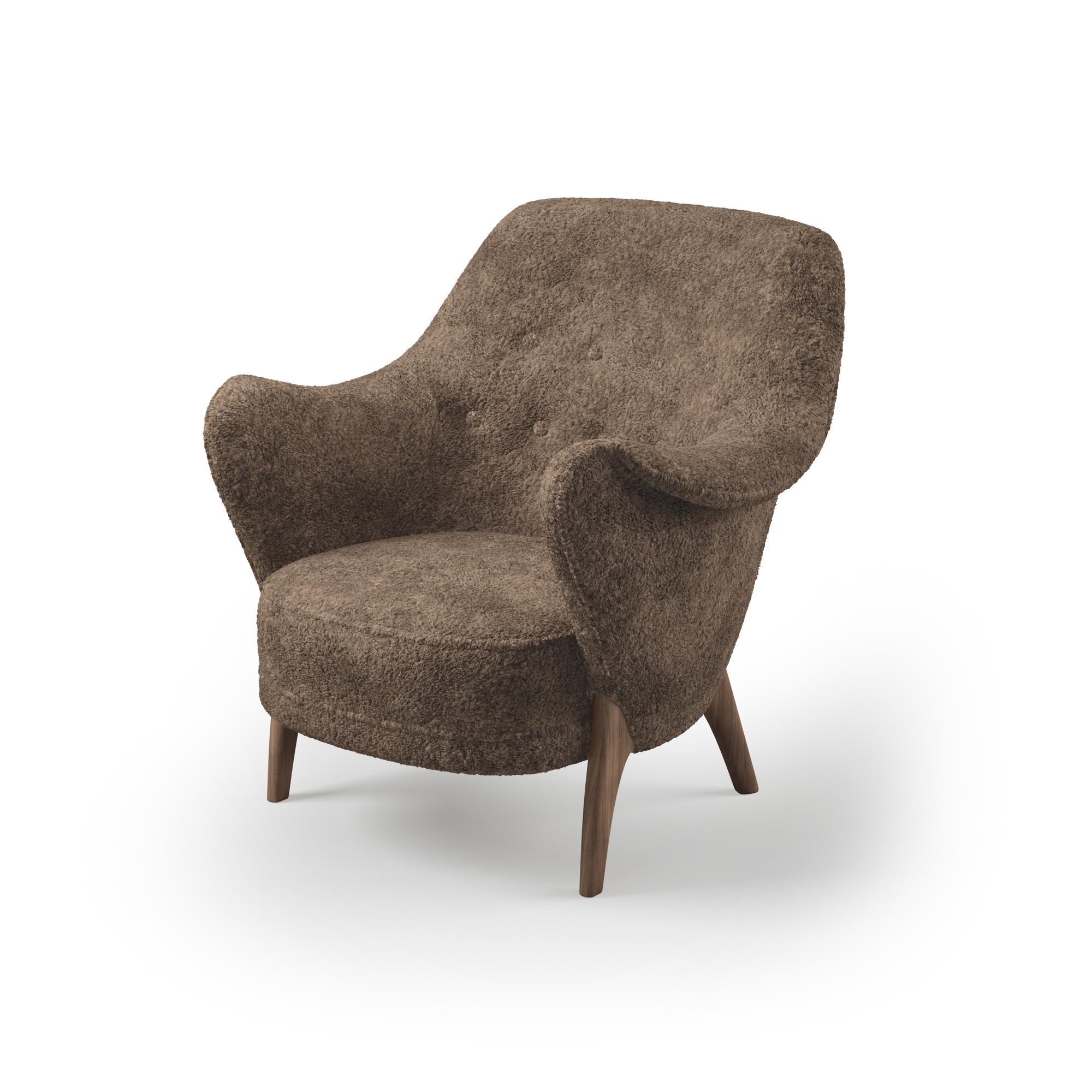 Sillón de Cóctel Nórdico Cálido de Piel de oveja/Drake