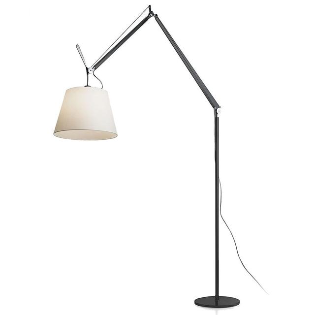 Artemide Tolomeo Mega Lampadaire Corps Noir 32 cm Abat-jour Parchemin avec Variateur