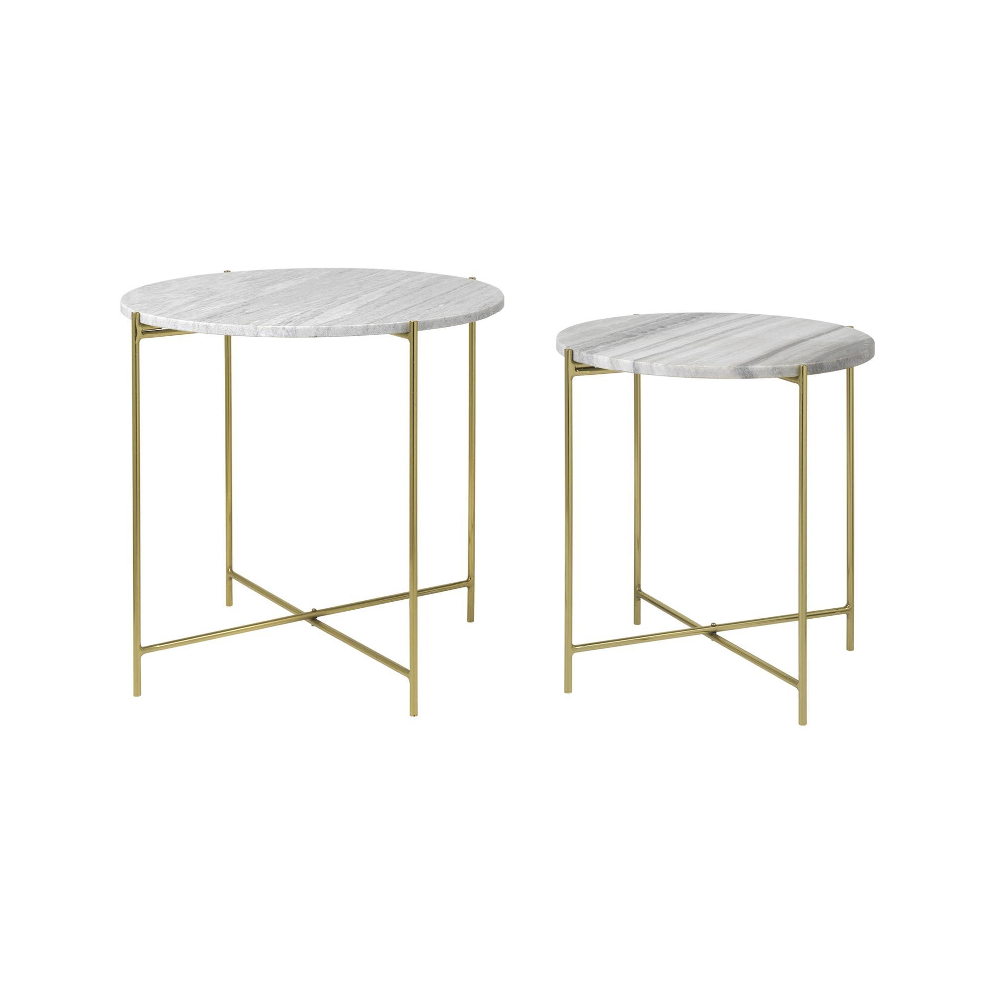 Cozy Living Freja Coffee Table Set of 2 Marble/Beige/ Brass