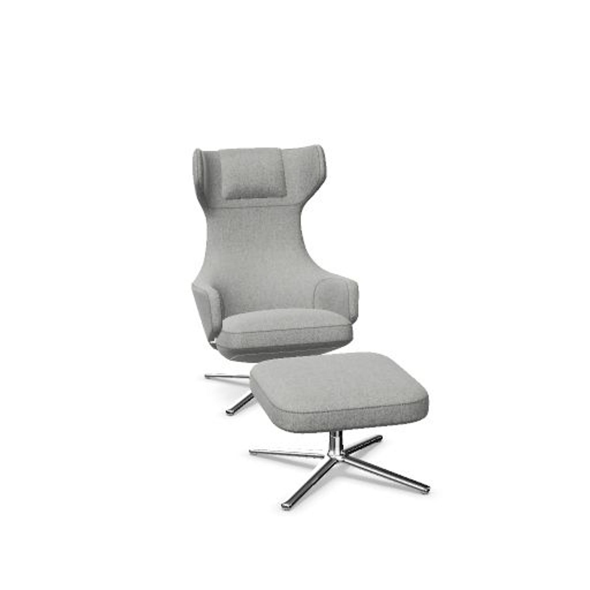 Vitra Grand Repos Sessel mit Hocker Cosy 2 Kieselgrau/ Chrom