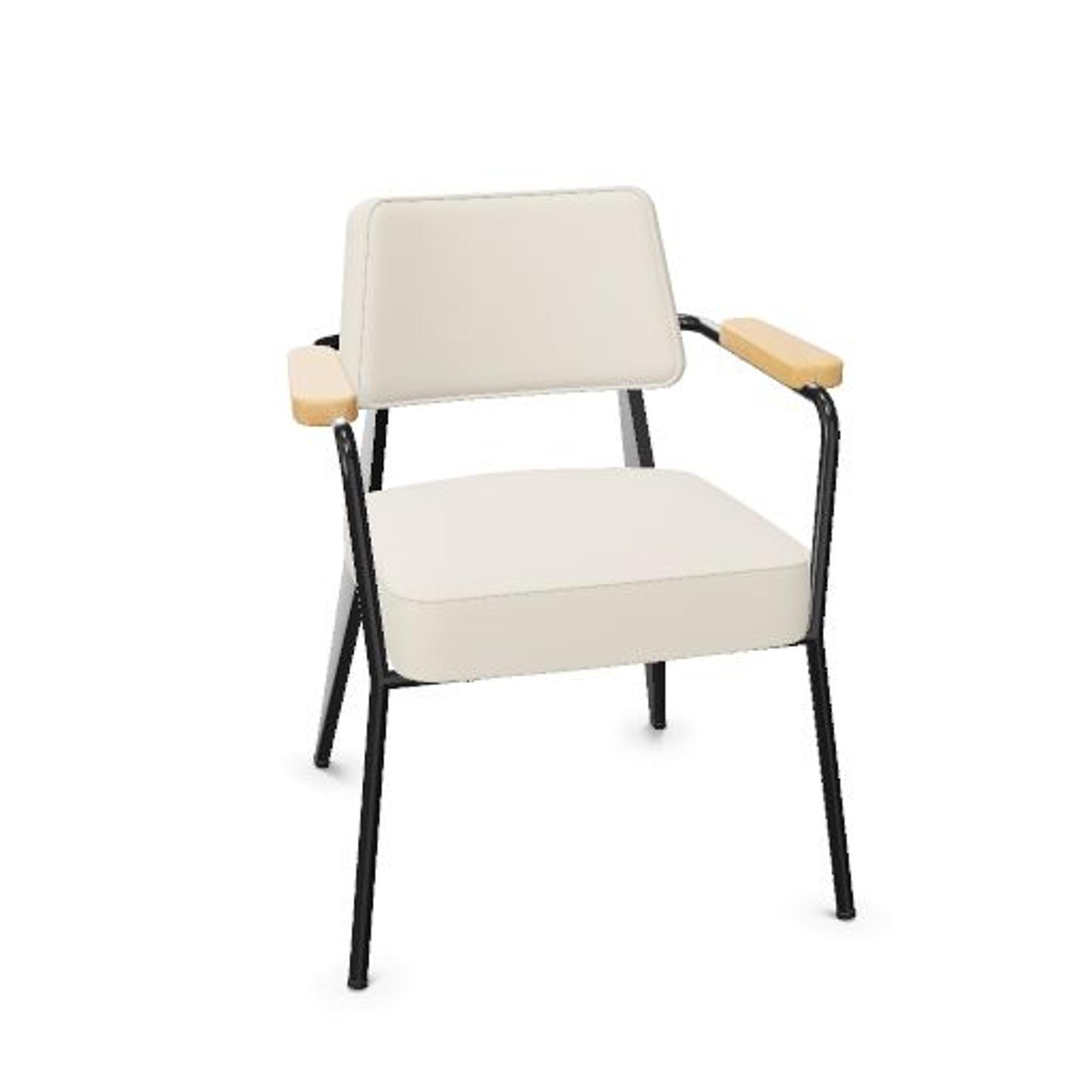 Vitra Fauteuil -ruokatuoli, Lumi/Luonnonvärinen tammi/Syvänmusta