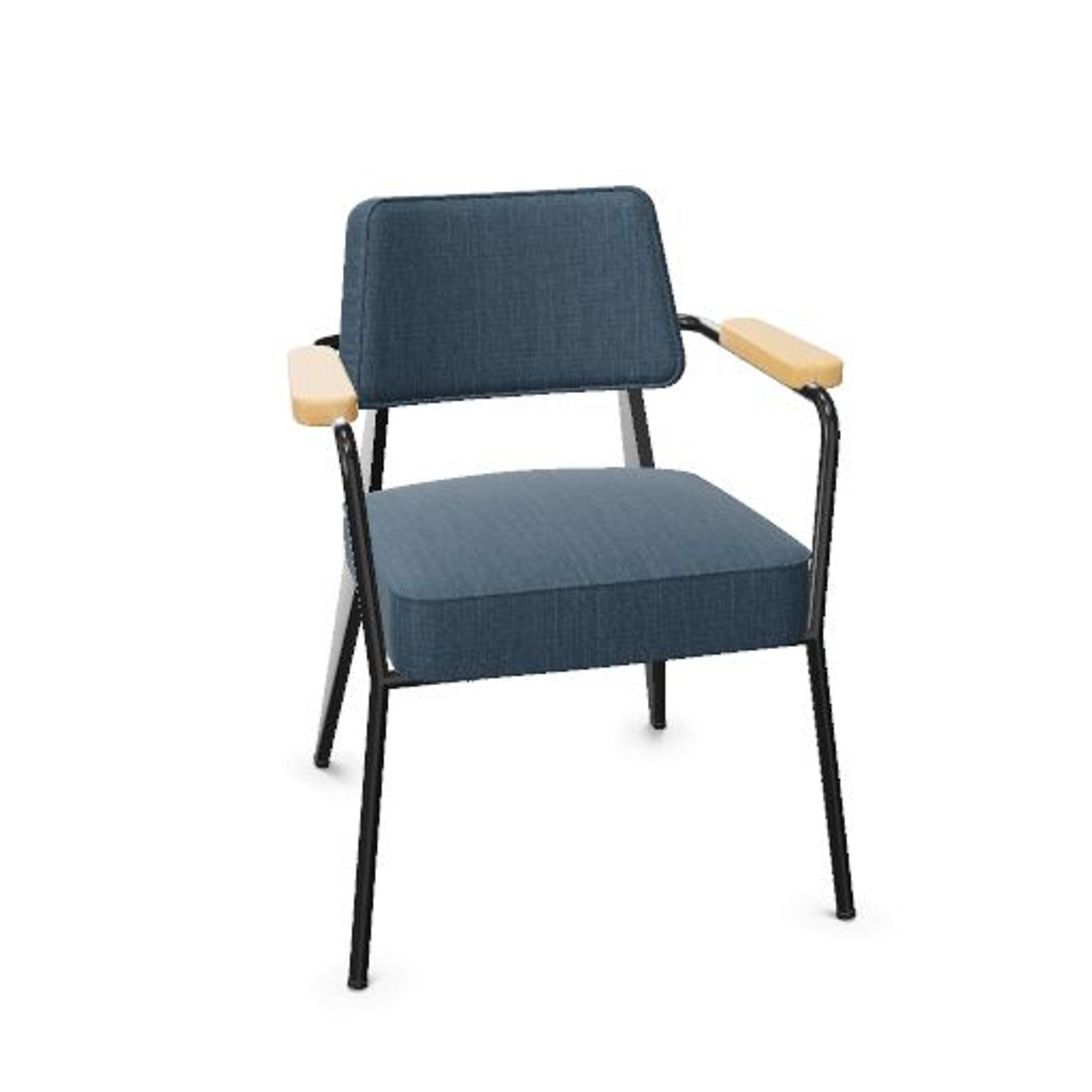 Vitra Fauteuil -ruokatuoli Tress, teräksensininen melange/luonnontammi/syvänmusta