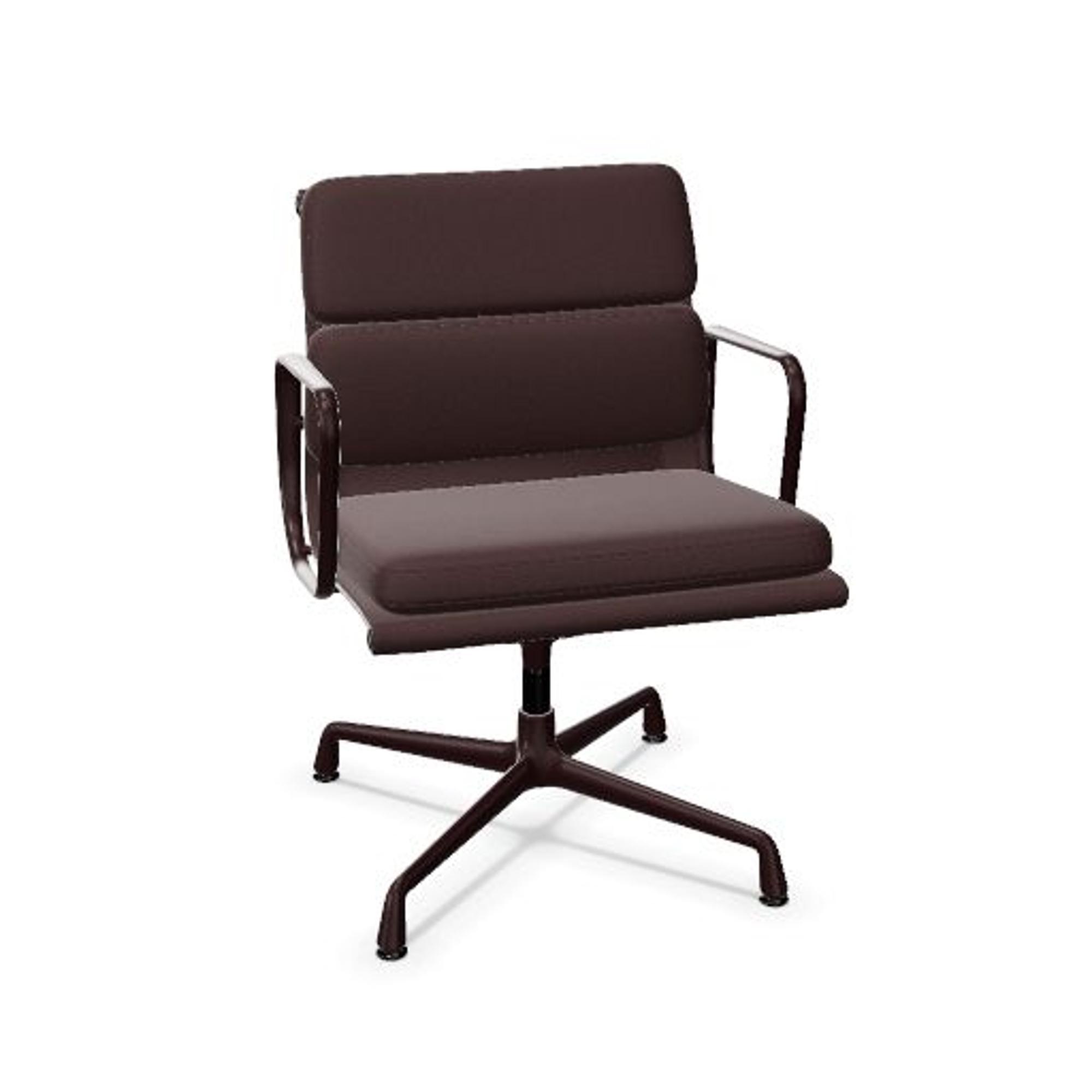 Vitra Soft Pad EA 208 Bureaustoel met Draaibare Rails, Donkerrood/zwart/donker Bordeauxrood