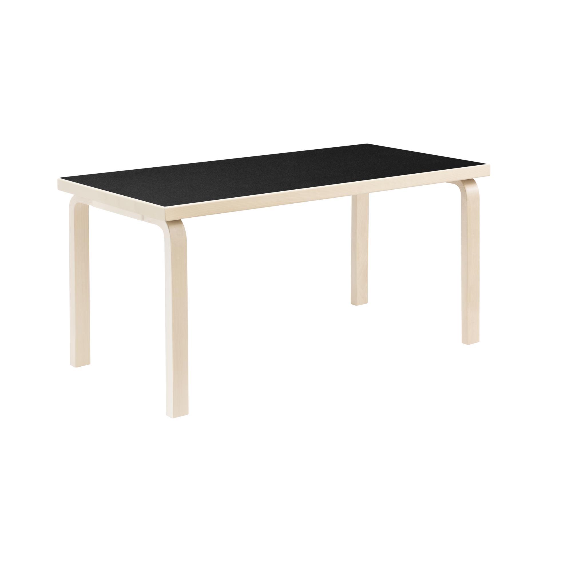 artek Aalto 80A Mesa rectangular Abedul/ Linóleo Negro