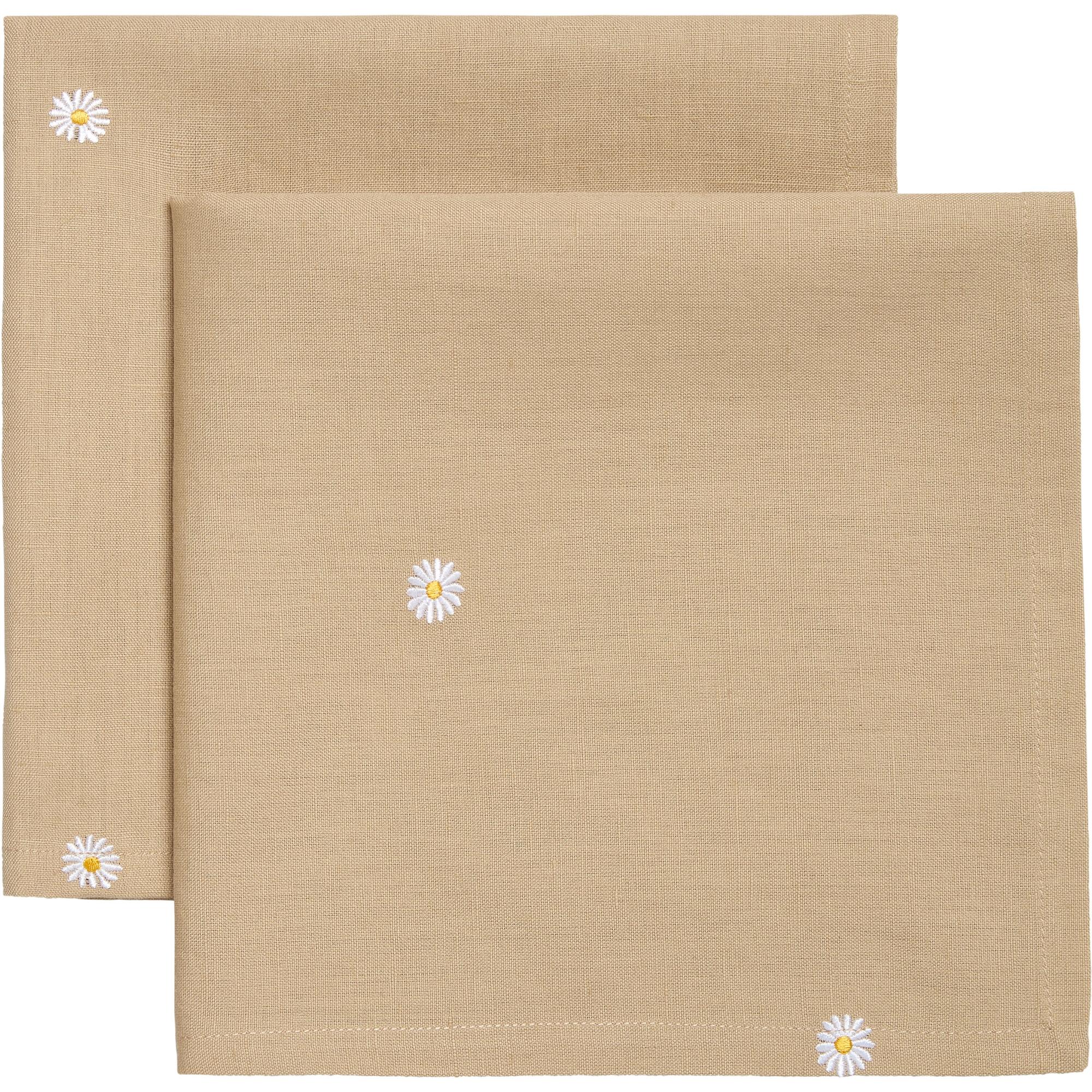 Decotique Daisy Napkin Set of 2 Beige
