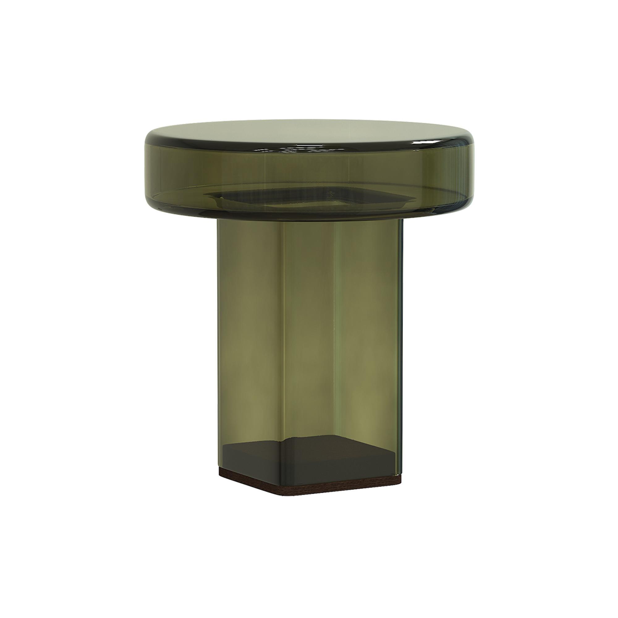 NORR11 Mesa Auxiliar Desnuda H49 Verde botella/Cristal