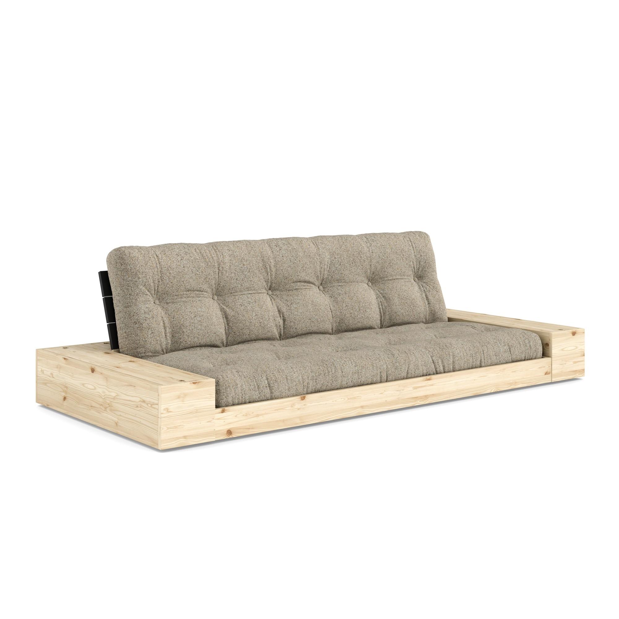Lampensockel Schlafsofa mit Seitenkasten und 5-lagiger Matratze, Farbe: Black Night/641 Warm Sand