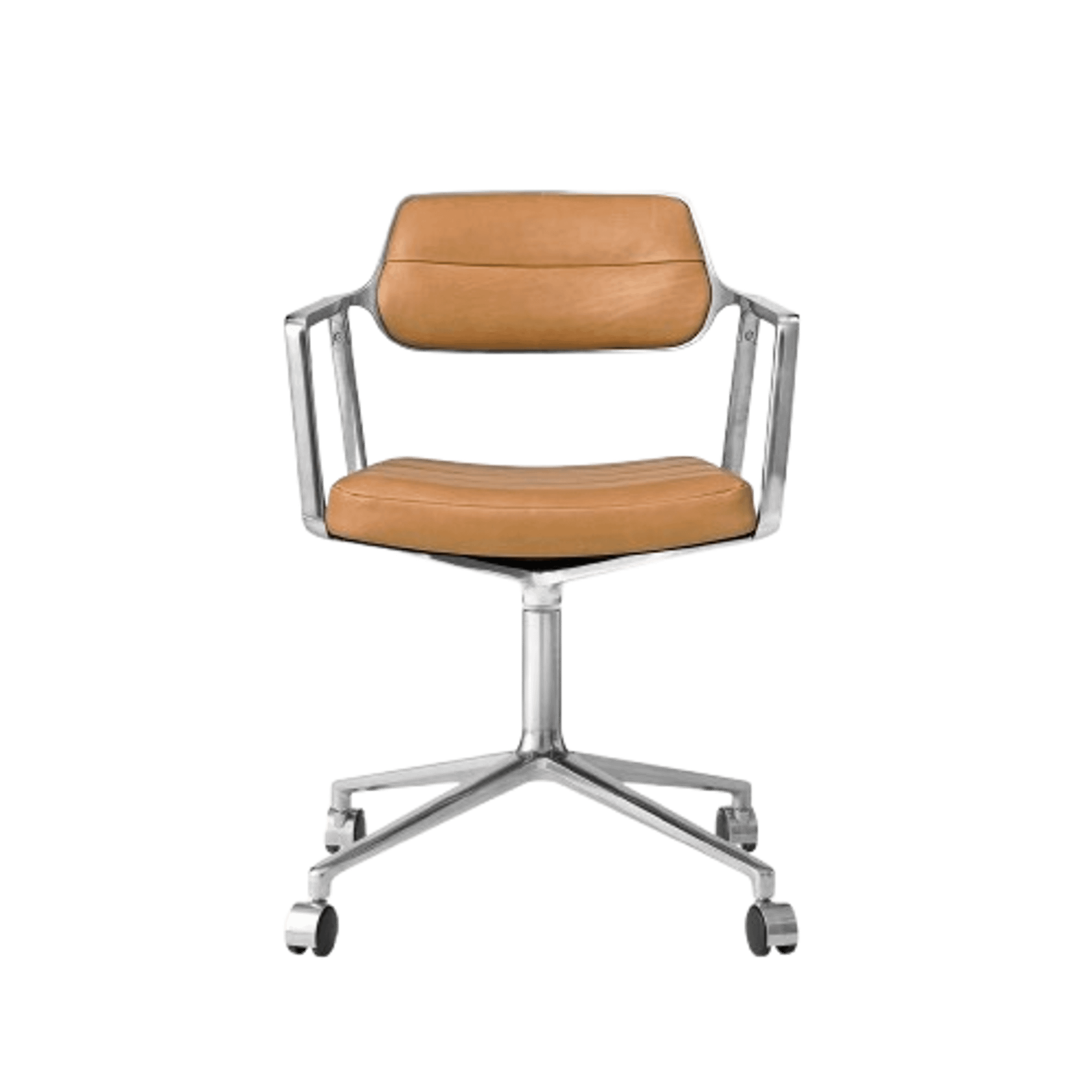 Vipp 453 Draaibare Draaistoel Met Wielen Aluminium/ Camel/Leer