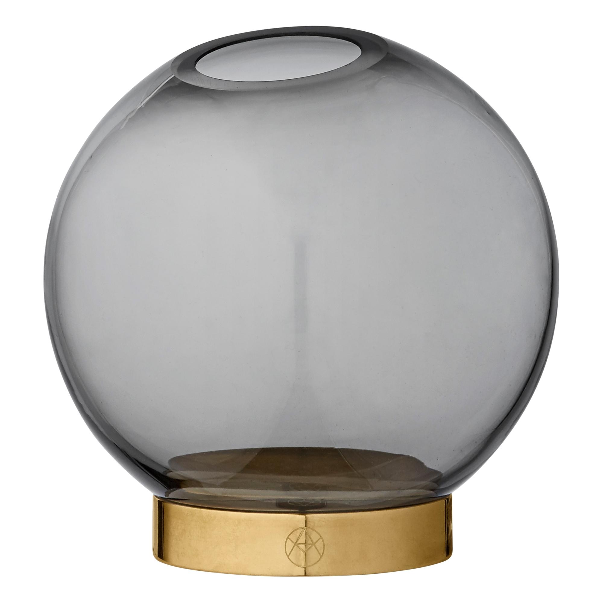 AYTM GLOBE Vase M. Stand Black/ Gold Ø10 cm