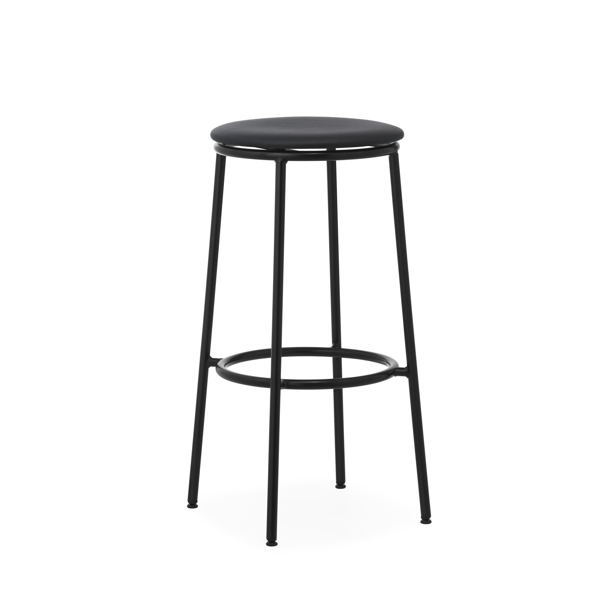 Taburete de Bar Normann Copenhagen Circa H75 Tapizado en Cuero Negro/ Cuero Negro 41599