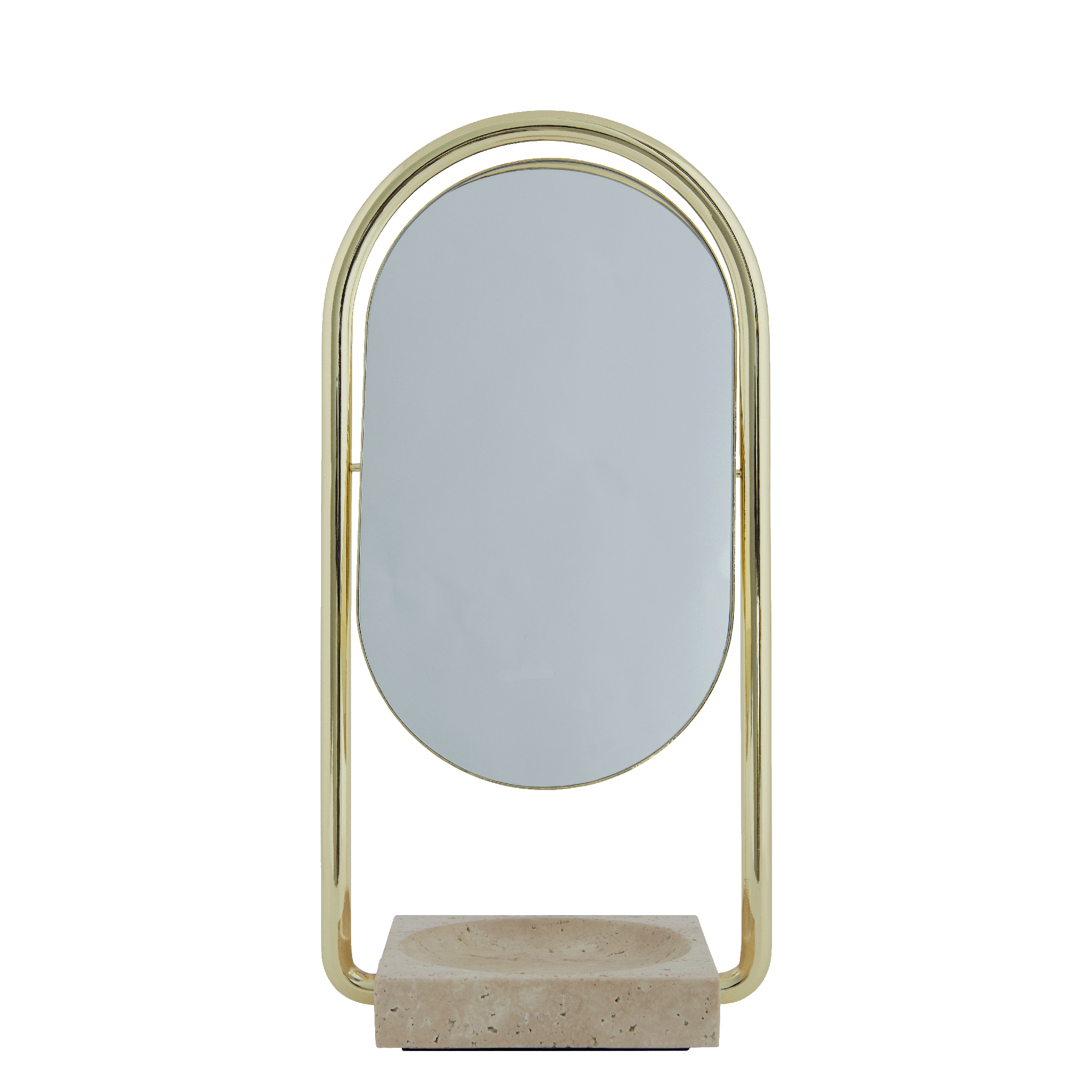 AYTM ANGUI Table Mirror Gold/Travertine