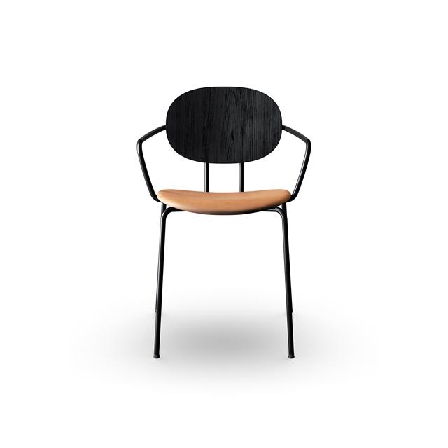 4: Sibast Furniture Piet Hein Spisebordsstol Sort med Armlæn Sort Egetræ og Cognac Læder