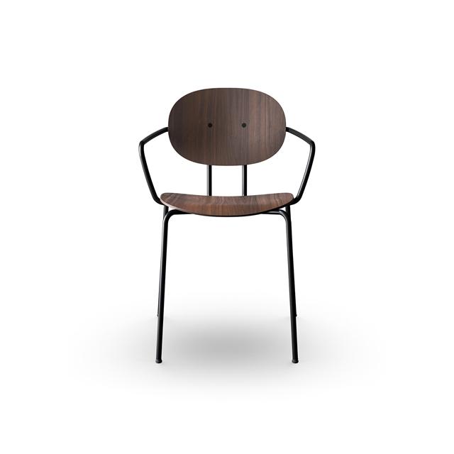 Billede af Sibast Furniture Piet Hein Spisebordsstol Sort med Armlæn Valnød