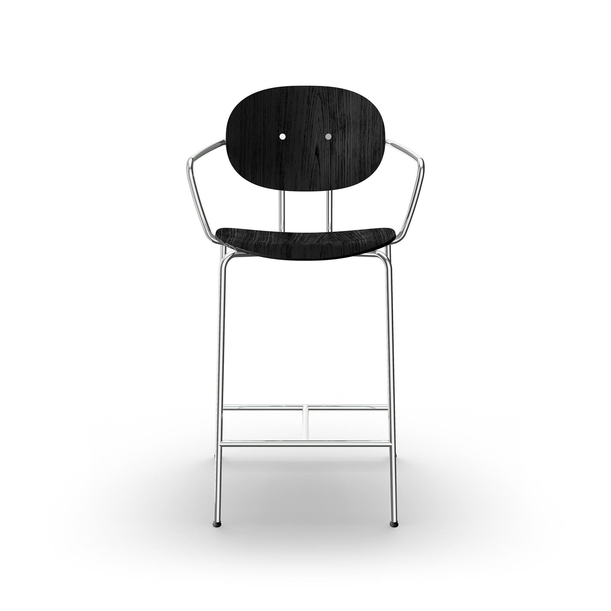 Sibast Furniture Piet Hein Barstool Kromi käsinojilla Musta tammi