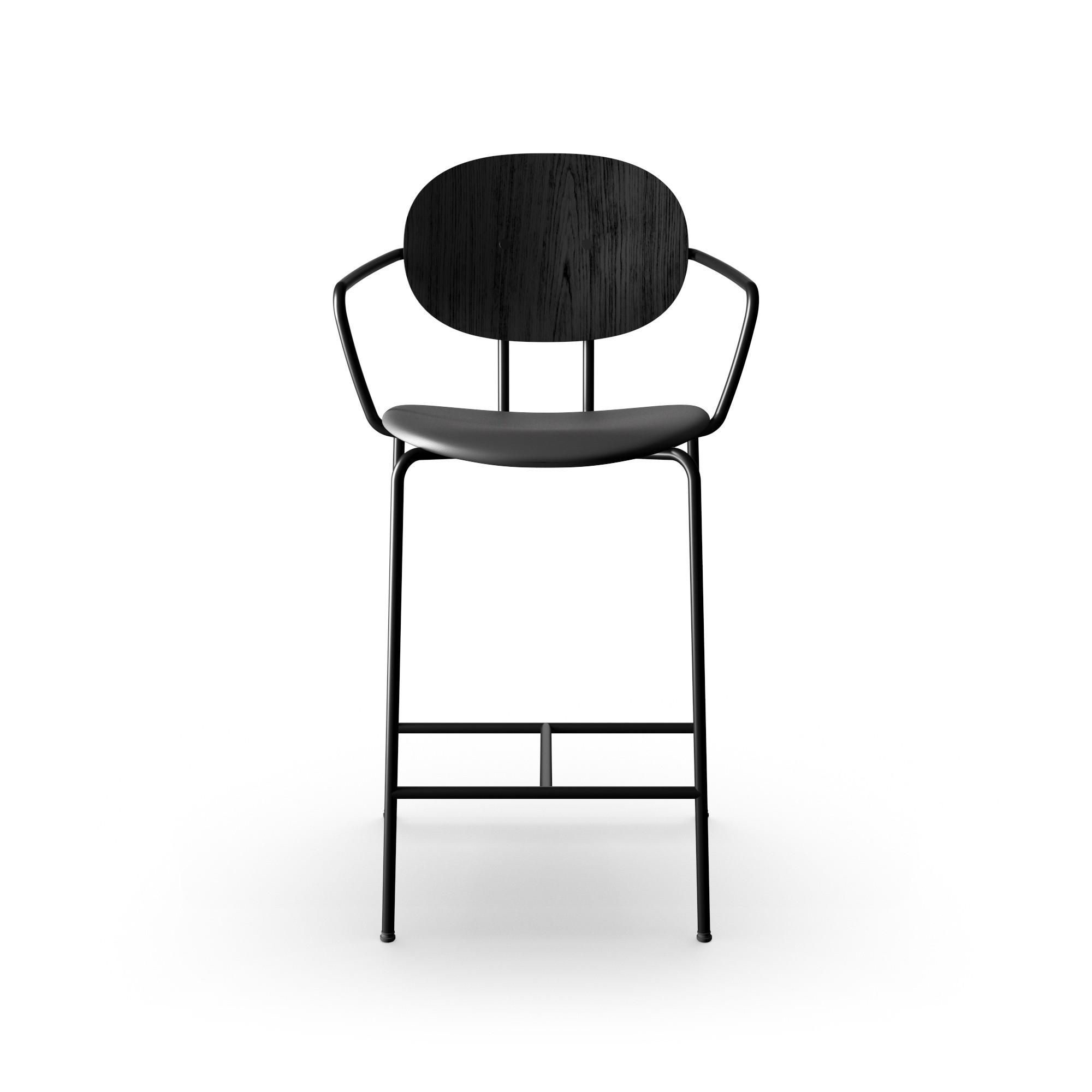 Sibast Furniture Piet Hein Barstool musta käsinojalla musta tammi ja musta nahka