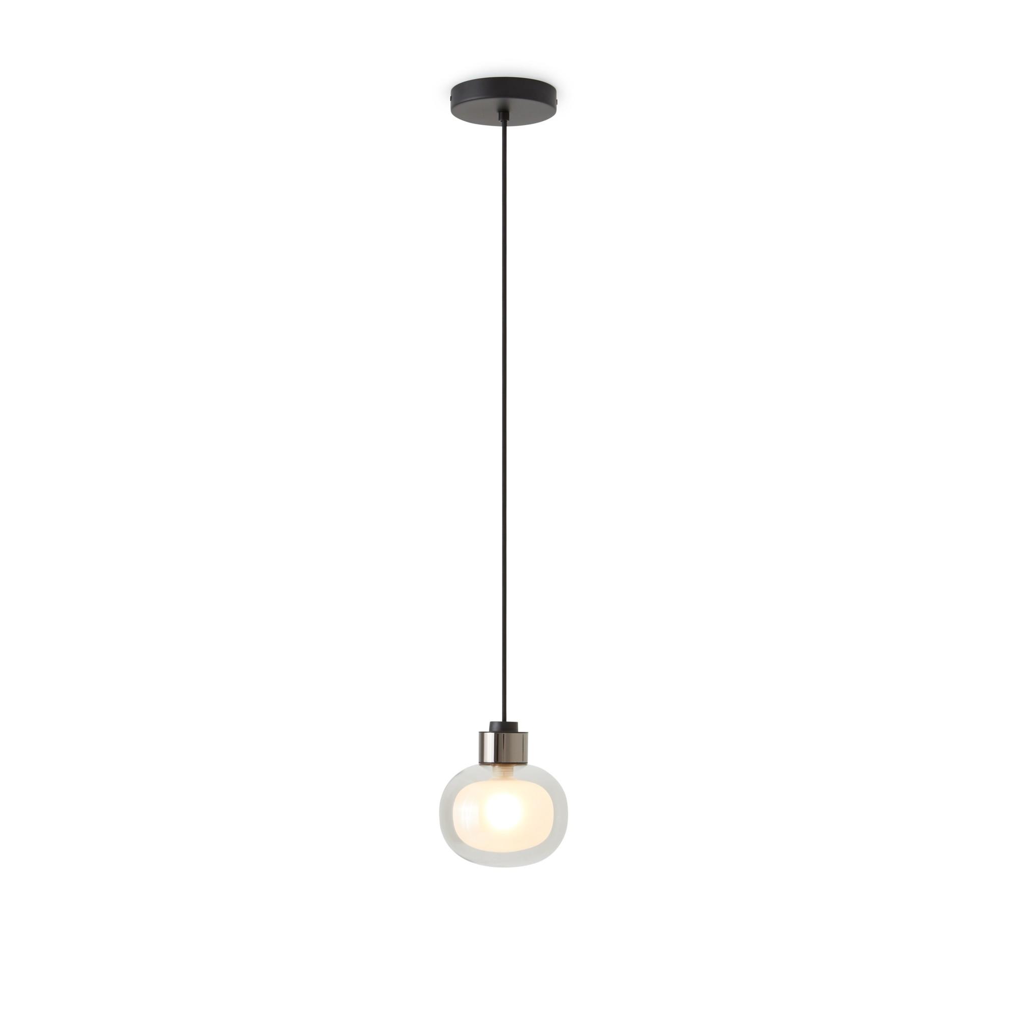 Lampadario TOOY Nabila 552.22L Nero/ Cromo Nero/ Vetro fumé