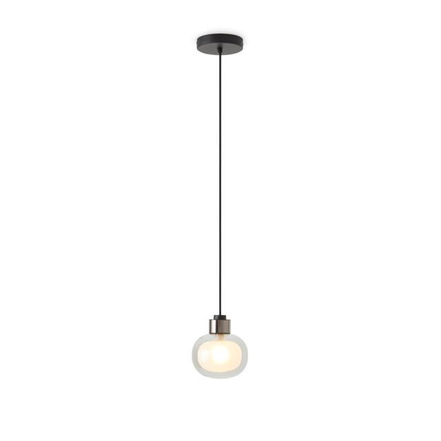 TOOY Nabila 552.22L Taklampa Svart/ Svart Krom/ R&ouml;kf&auml;rgat Glas