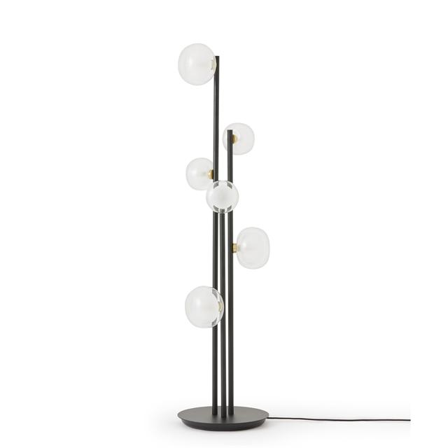 TOOY Nabila 552.66L Golvlampa Svart/ Borstad M&auml;ssing/ Transparent