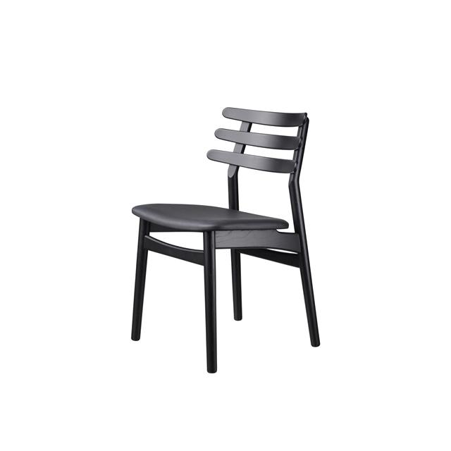 #3 - FDB Møbler J48 Spisebordsstol Sortlakeret Egetræ/ Sort Læder