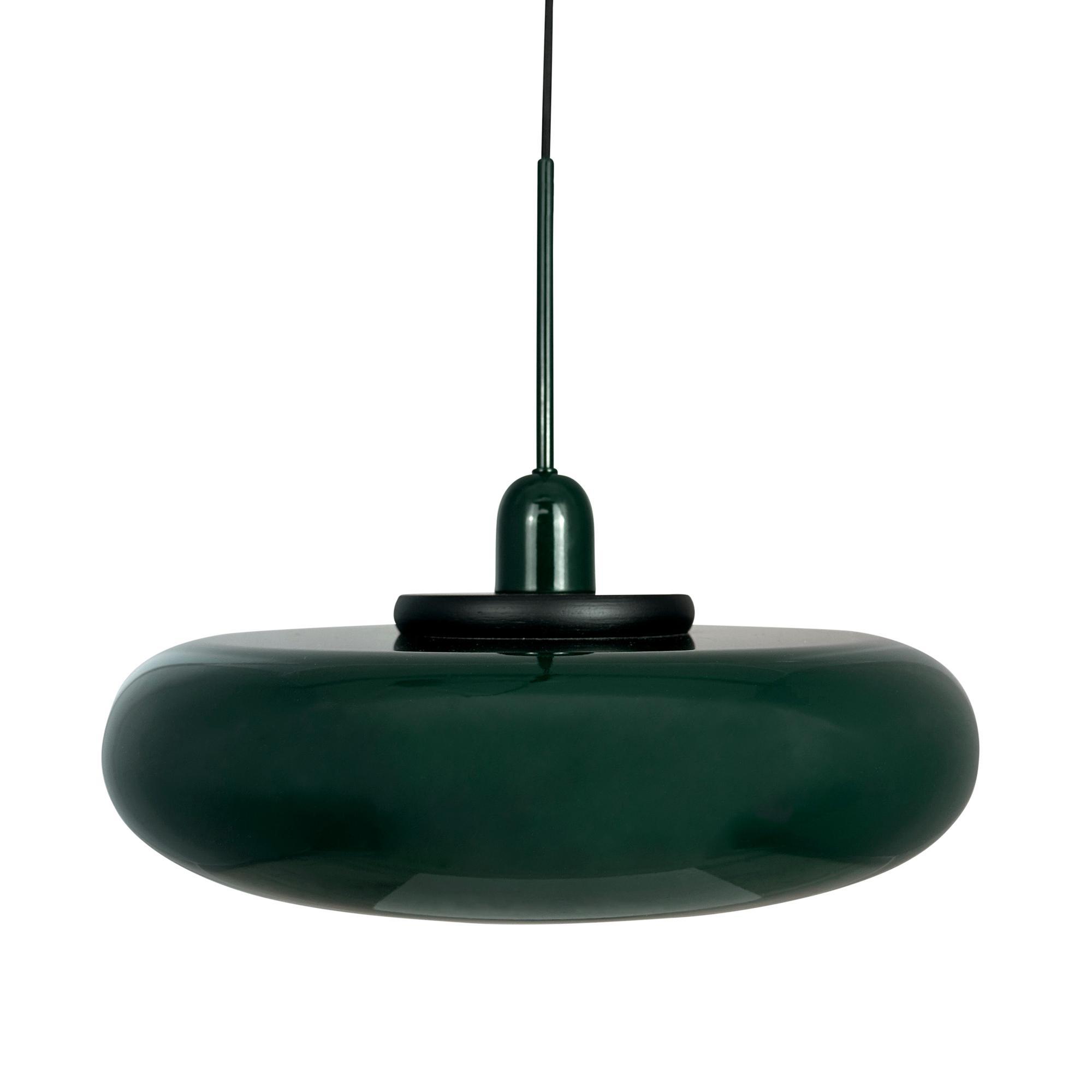 Dyberg Larsen Planet Hanglamp Met Ring Hout/ Donker Groen