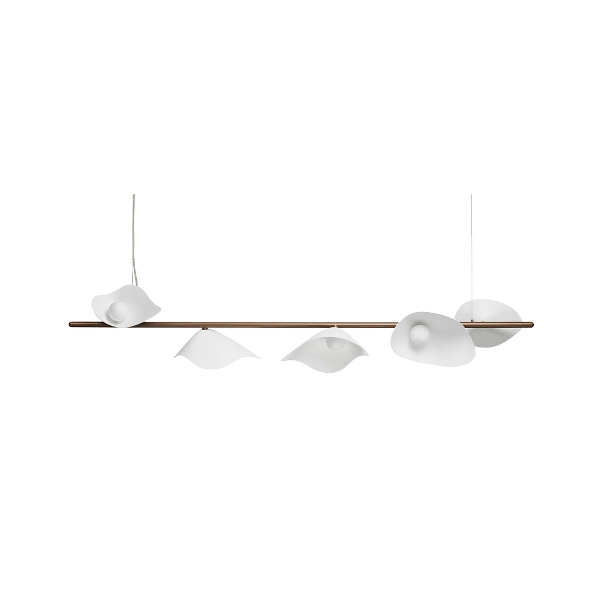 Suspension Linéaire Nuura Florii 5 Bronze foncé/Blanc