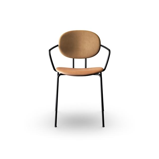 12: Sibast Furniture Piet Hein Spisebordsstol Sort med Armlæn Cognac Læder