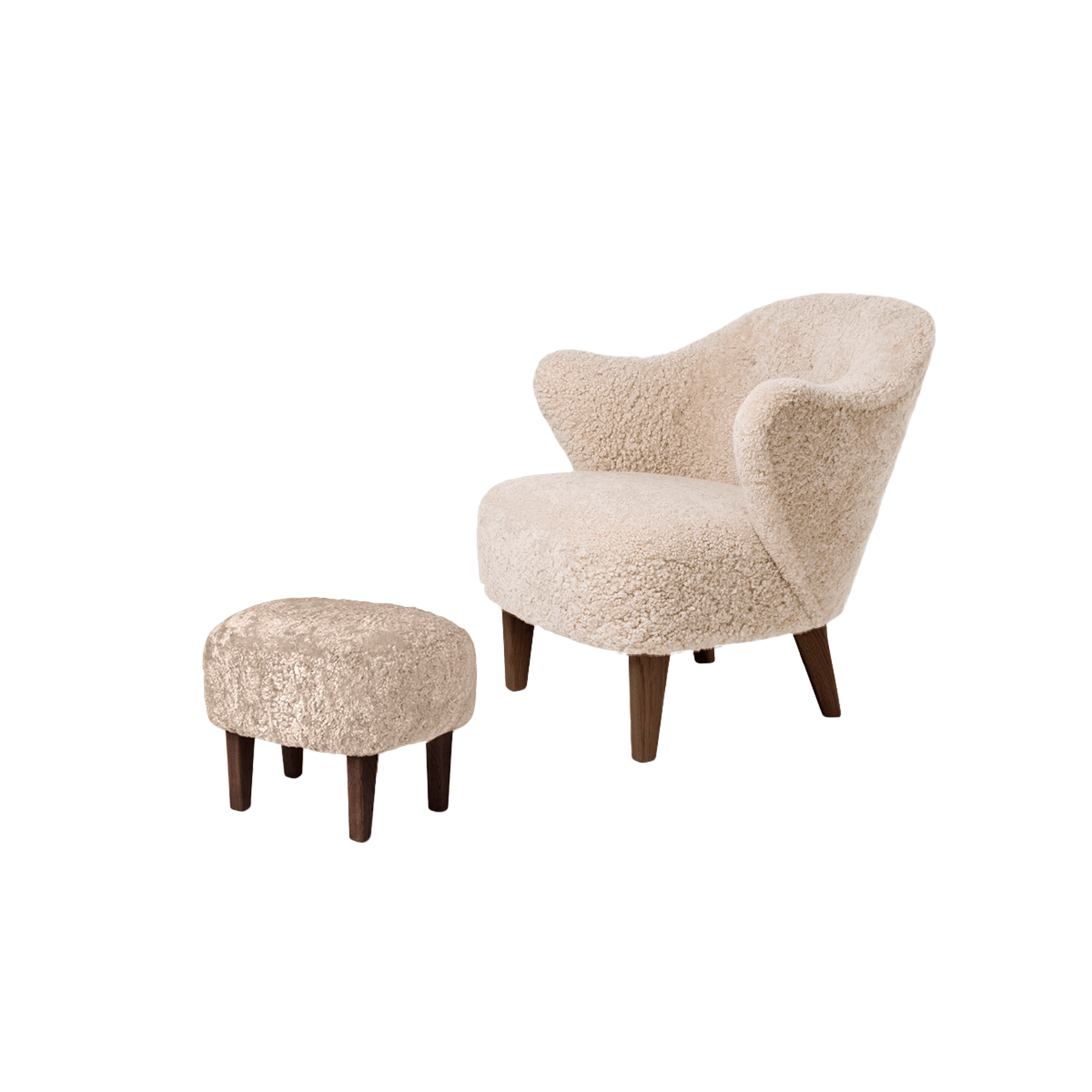 Audo Ingeborg Armchair w. Stool Smoked Oak/Sheepskin Moonlight