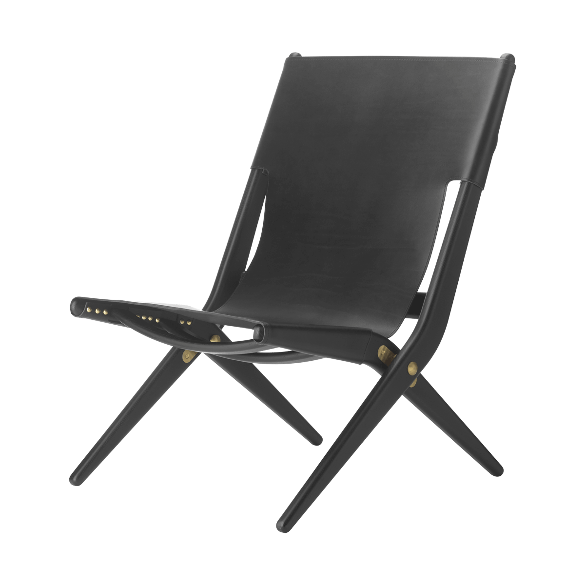 Audo Saxe Fauteuil Chêne Teinté noir/Cuir Noir