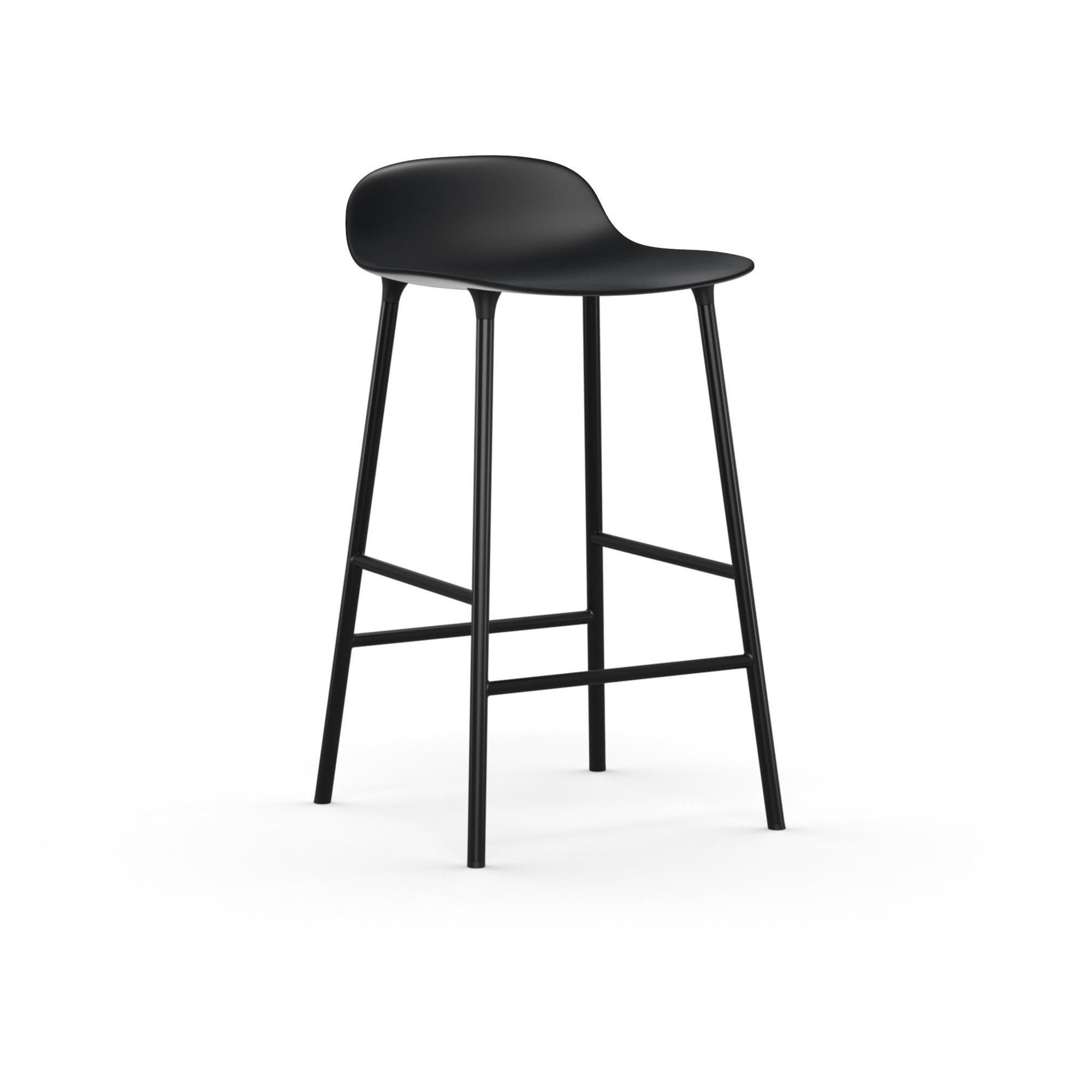 Sgabello da Bar Normann Copenhagen Form H65 cm Nero/ Acciaio Nero