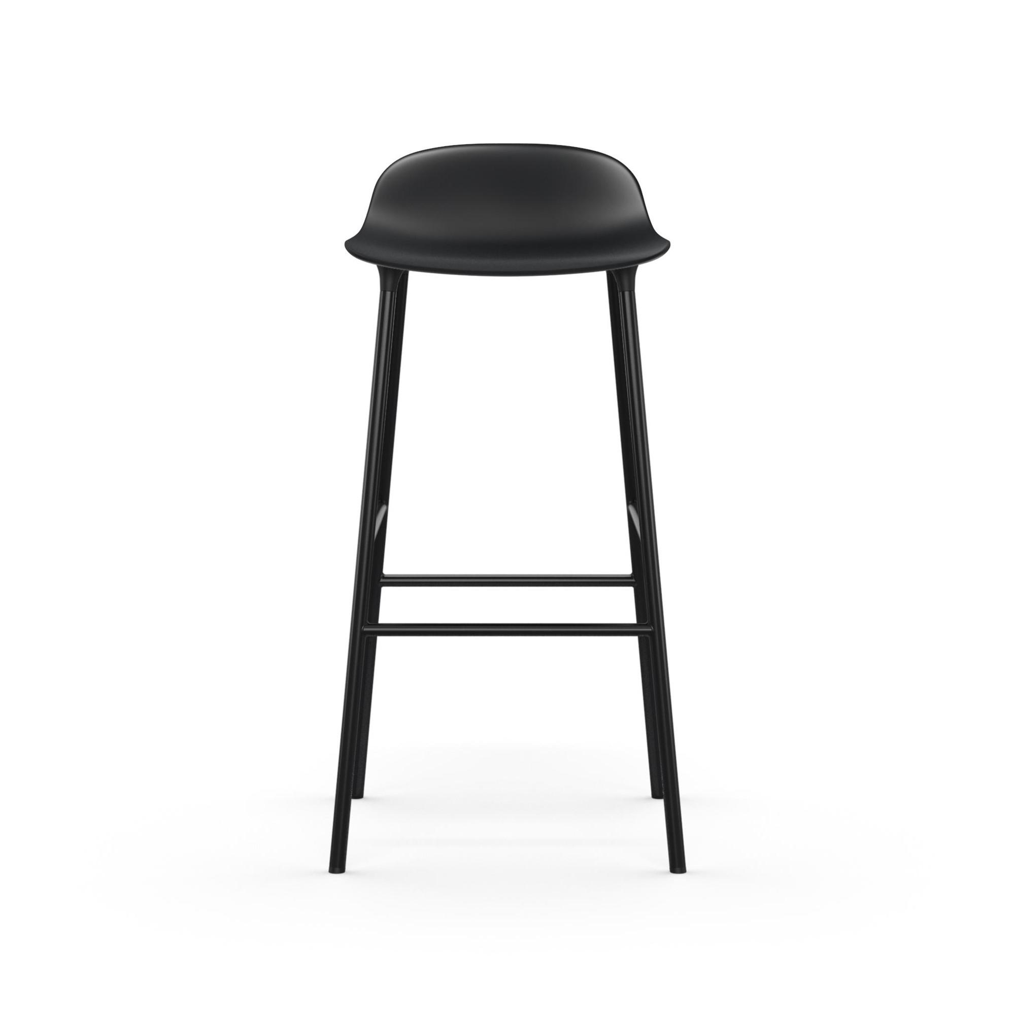 Normann Copenhagen Form Barkruk H75 cm Zwart/ Zwart Staal