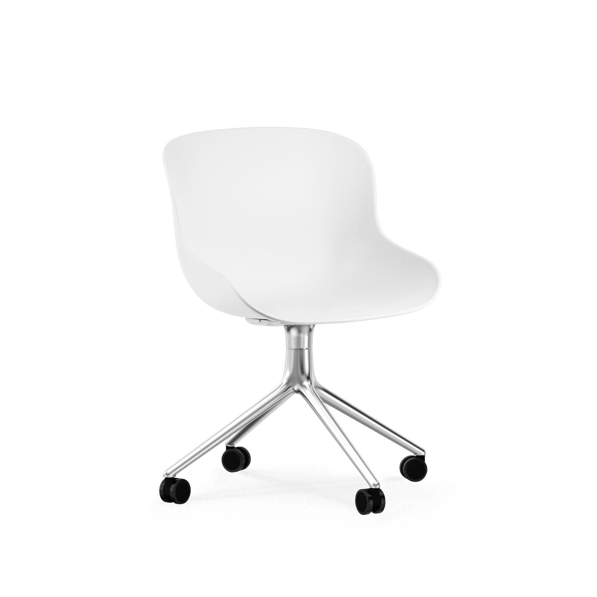 Normann Copenhagen Hyg Sedia Girevole con Ruote Alluminio/ Bianco