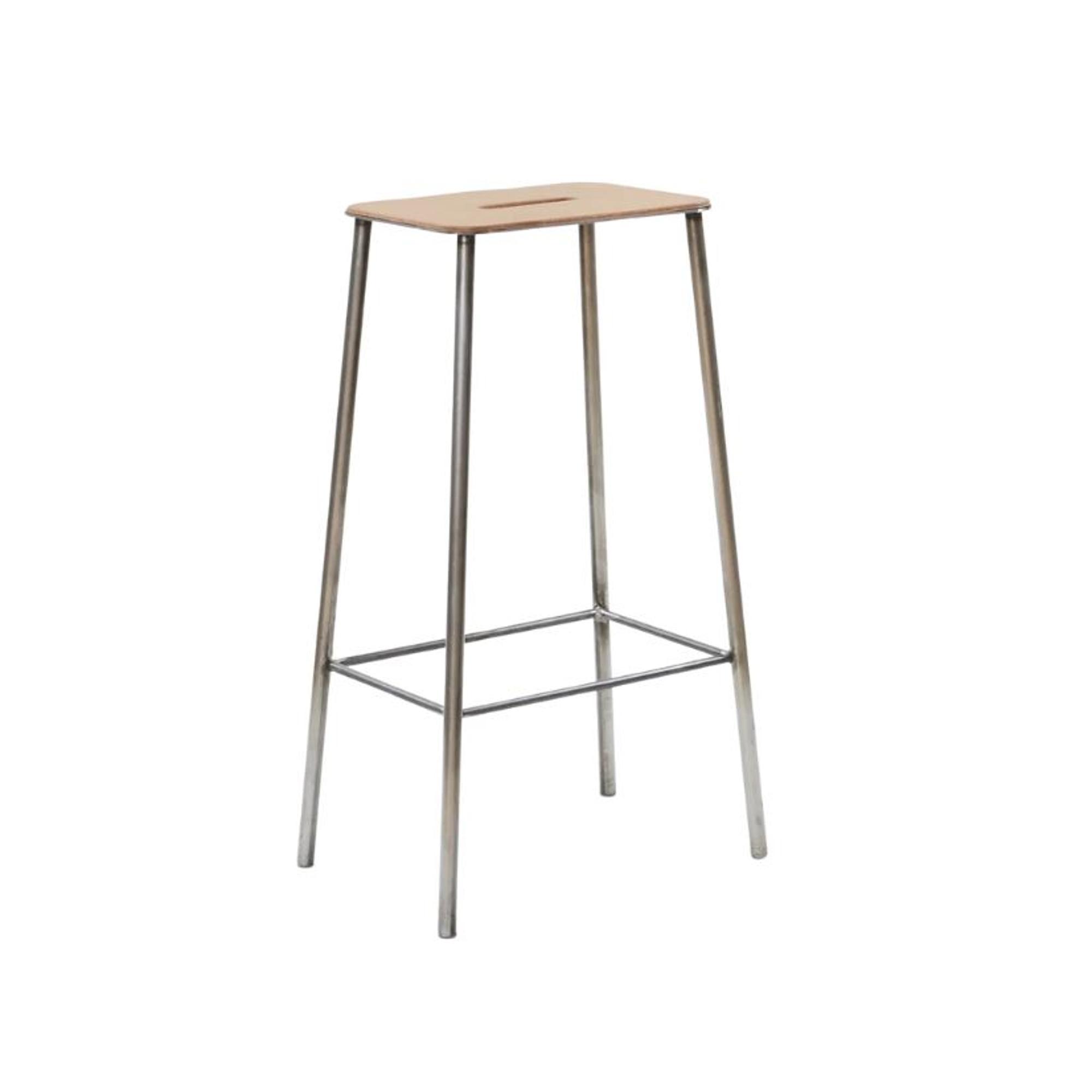 Frama Adam Stool H76 Raw Steel/Leather