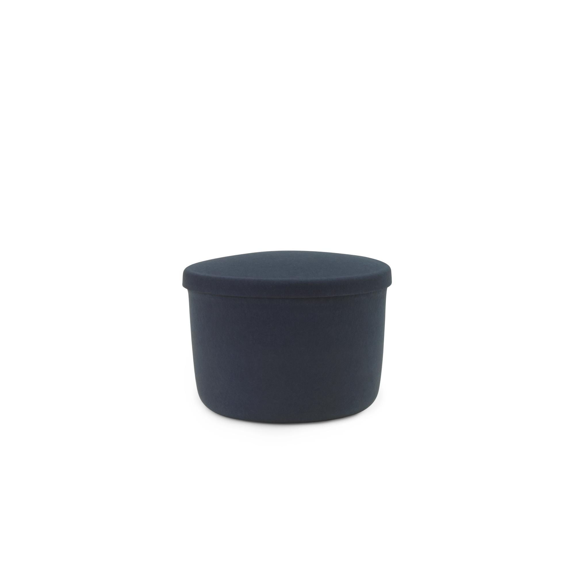 Normann Copenhagen Pouf Portaoggetti in Cuoio Piccolo Acciaio Blu