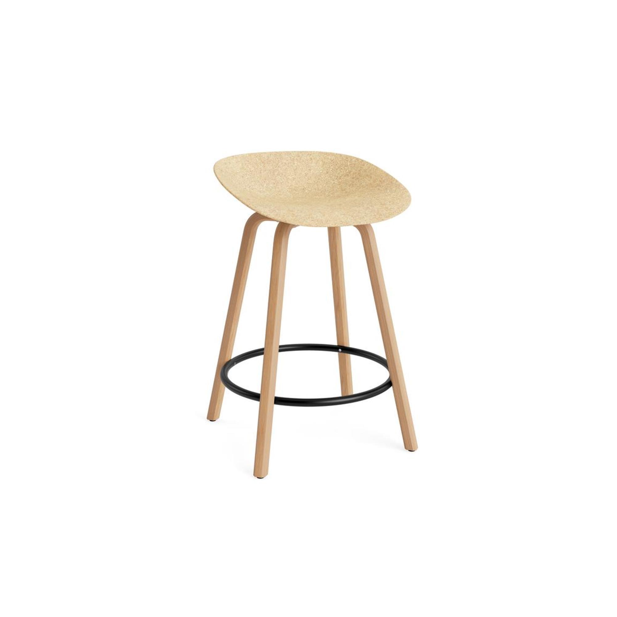 Taburete de bar Mate Normann Copenhagen de 65 cm en madera de haya/ Negro/cáñamo