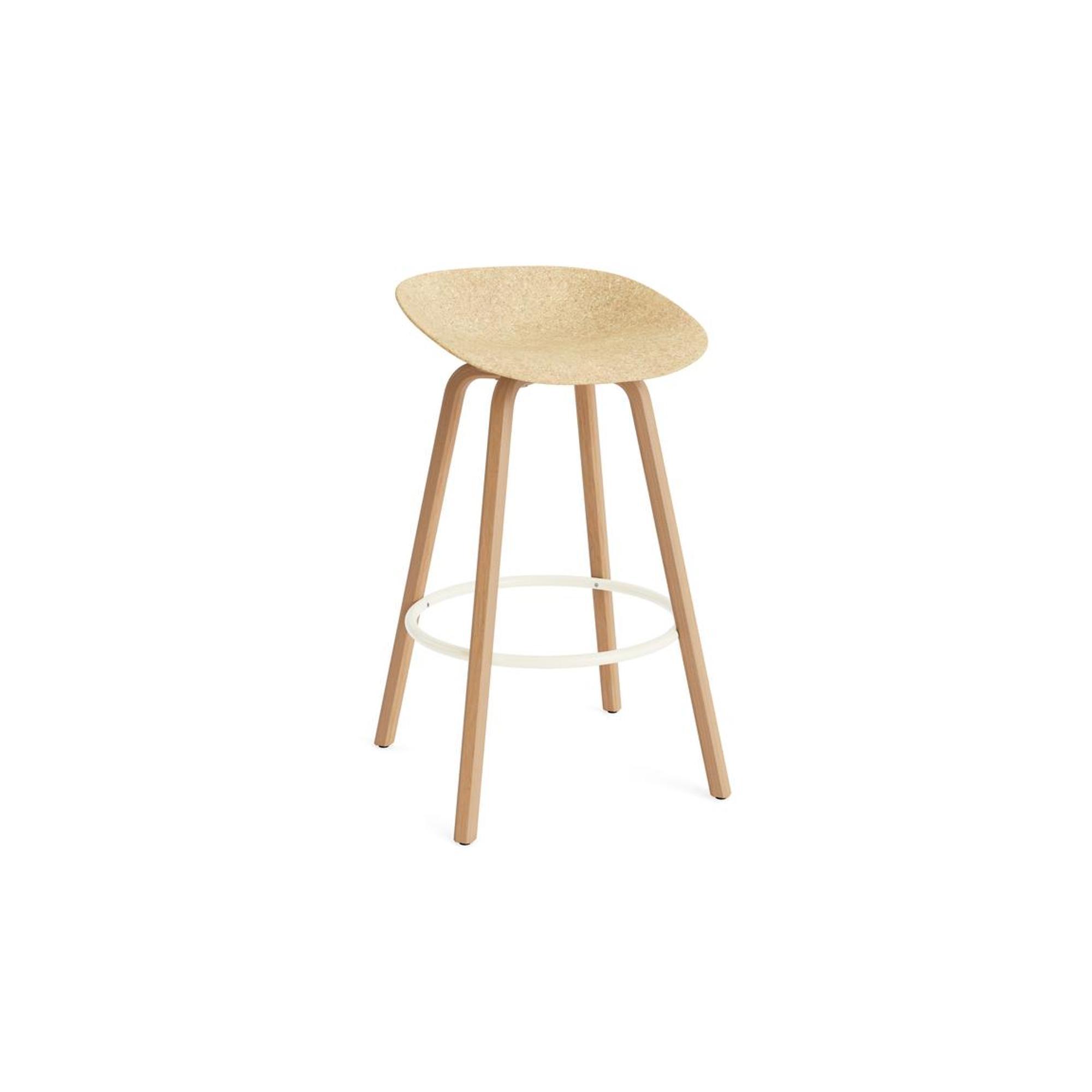 Taburete de bar Mate Normann Copenhagen de 75 cm en madera de haya/ Crema/cáñamo