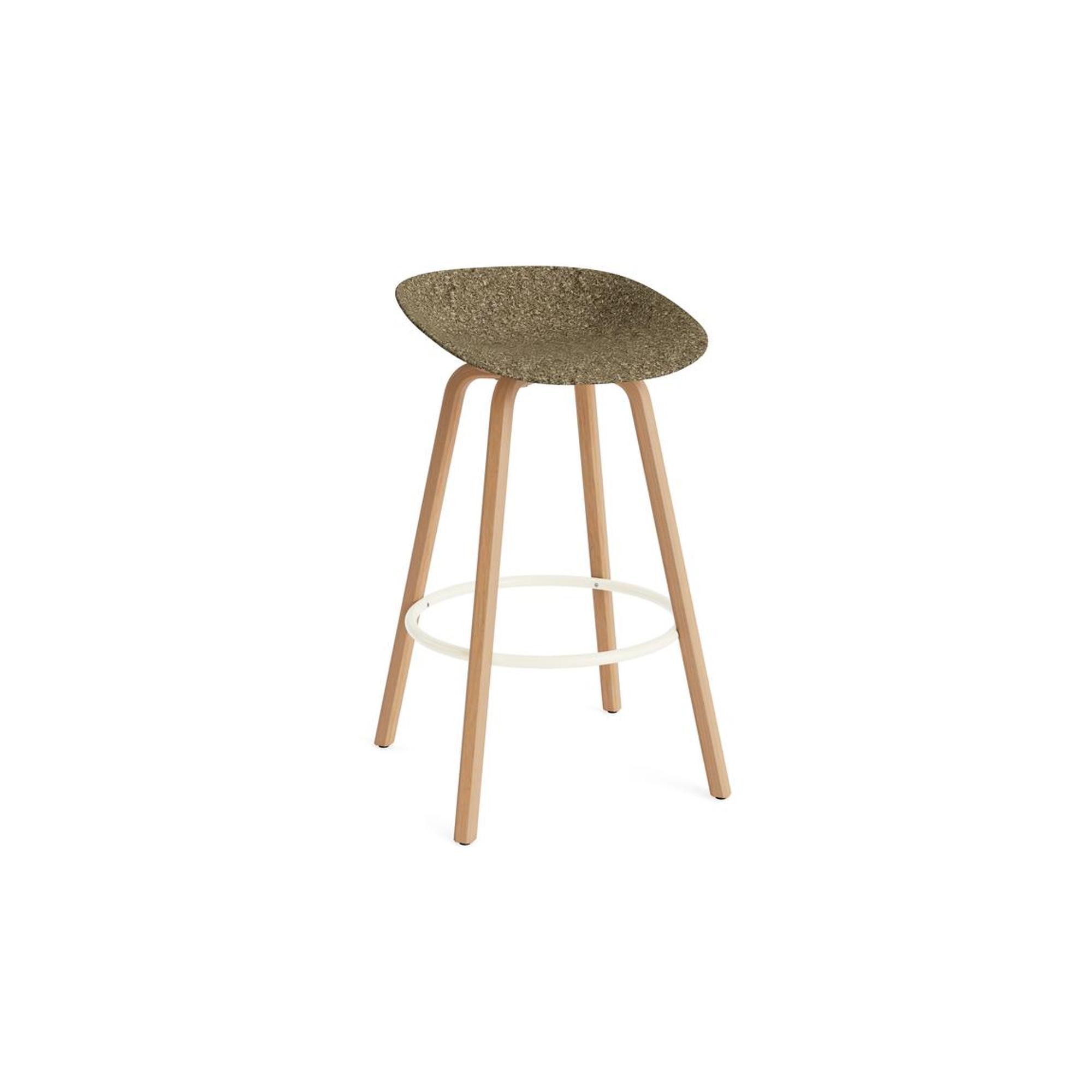 Taburete de bar Mate Normann Copenhagen de 75 cm en madera de haya/ Crema/algas