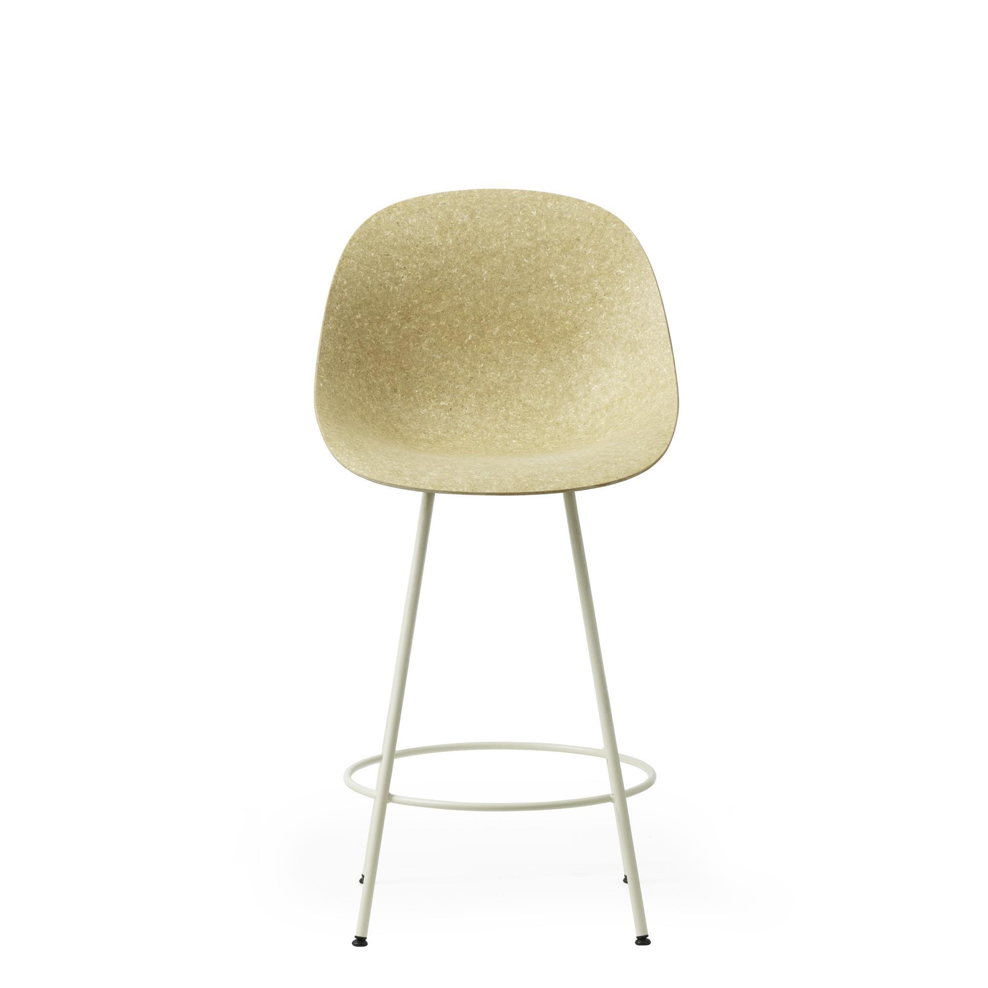 Normann Copenhagen Matt Barstool With Back 65 cm Cream/ Steel/Hemp