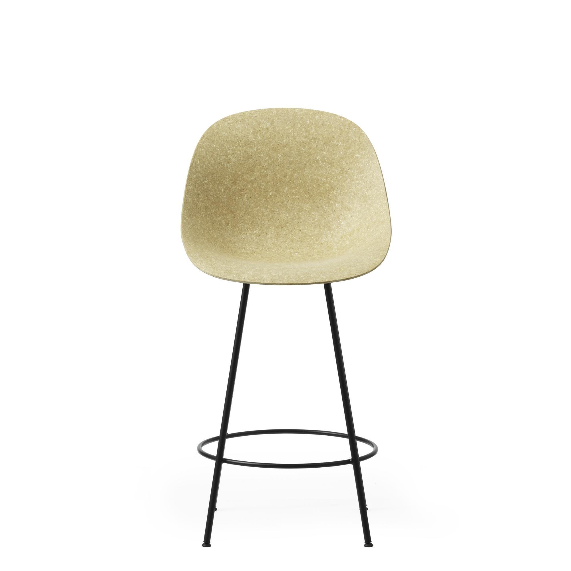 Normann Copenhagen Matt Bar Stool With Back 65 cm Black/ Steel/Hemp