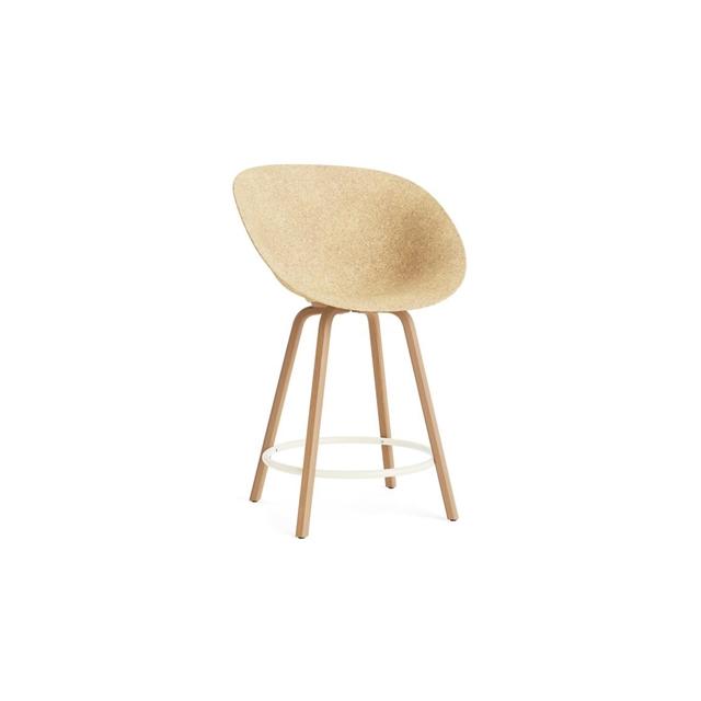 Matt Bar Stool With Armrests 65 cm Beech/ Cream/Hemp
