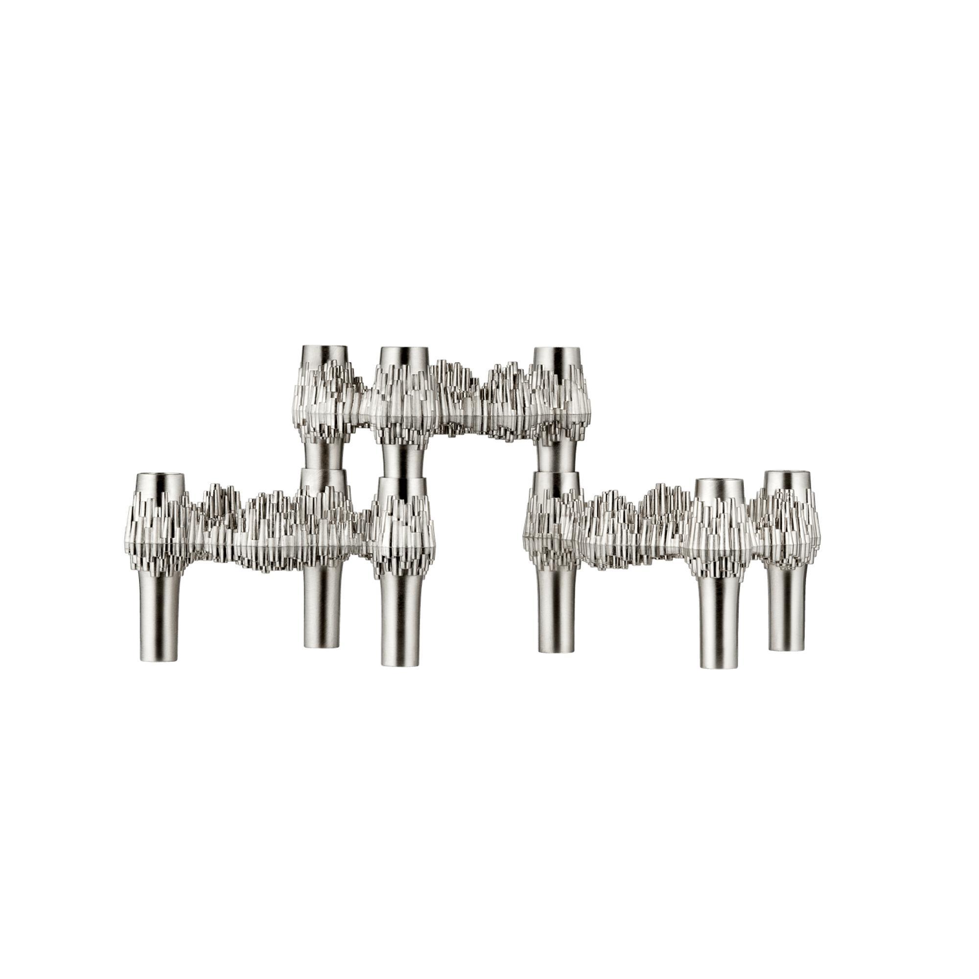 Juego de 3 Candelabros STOFF Nagel Quist en Cromo Pulido