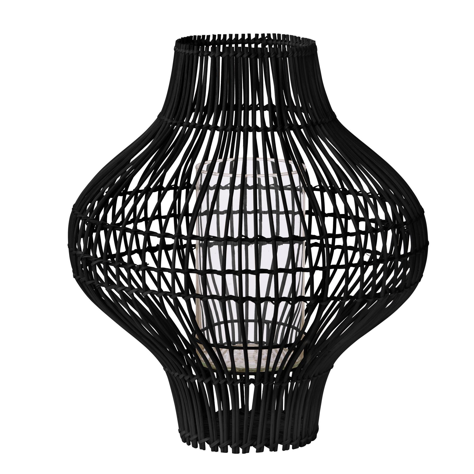 Cozy Living Jasmin Laterne Rund Rattan/ Schwarz