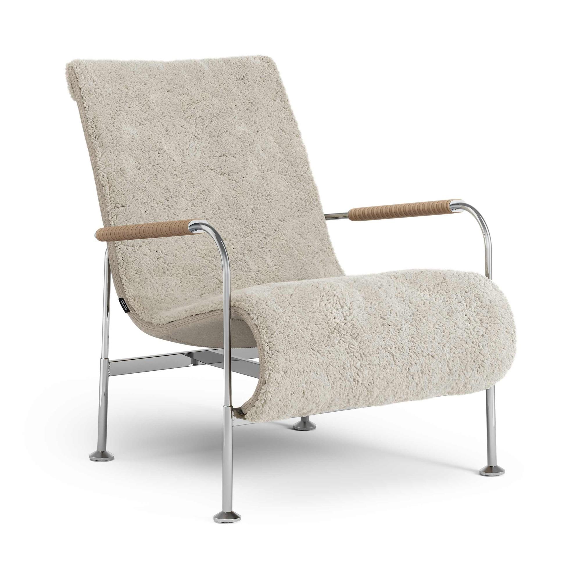 Sillón Swedese Serpentine Cromo/ Piel de oveja Moonlight/Naturaleza 8800