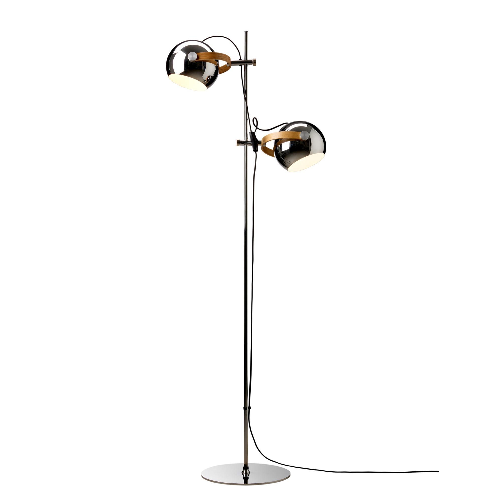 Lampada da terra Halo Design DC a 2 bracci Ø18 Cromo