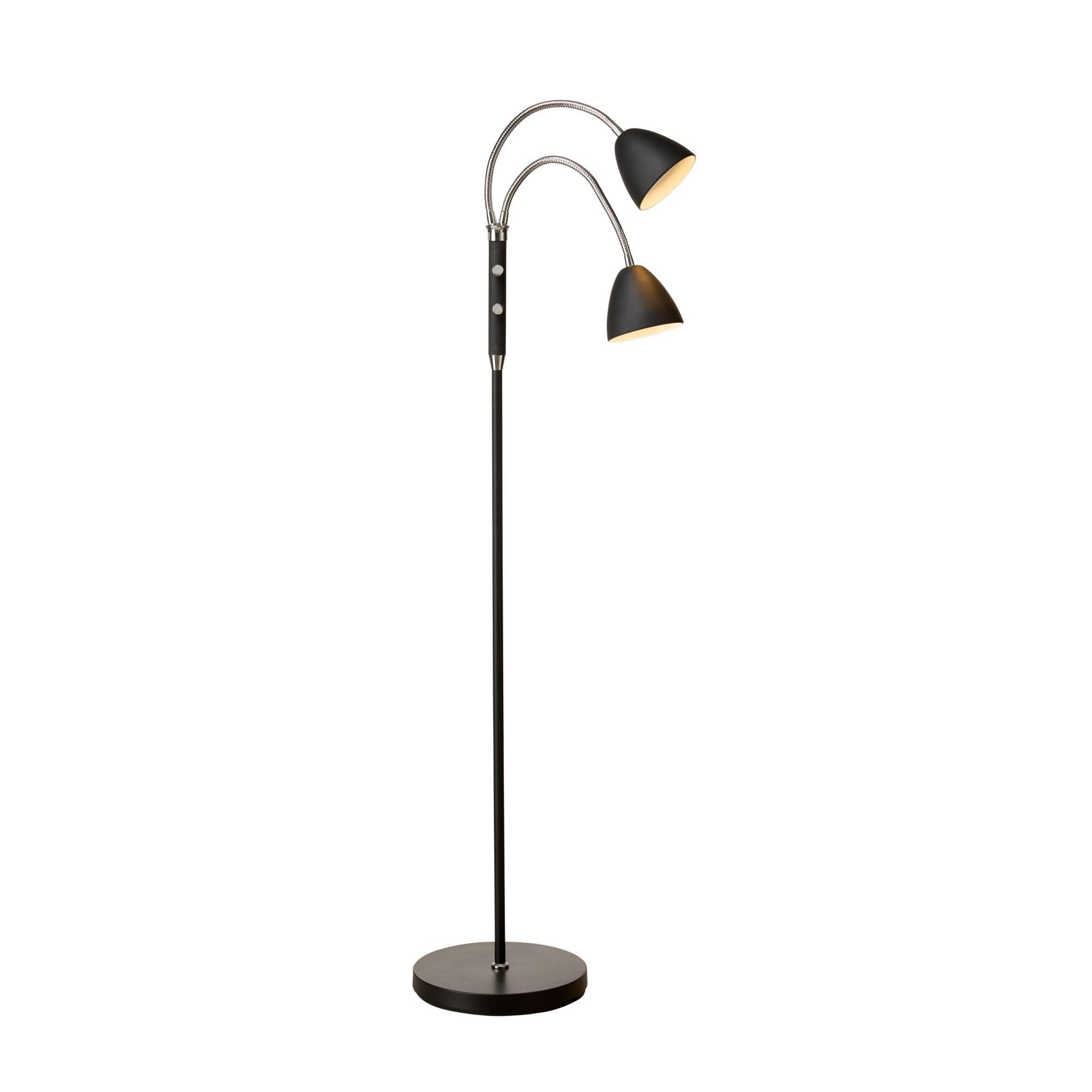 Lampada da terra Halo Design Room a 2 bracci, Cromo Nero