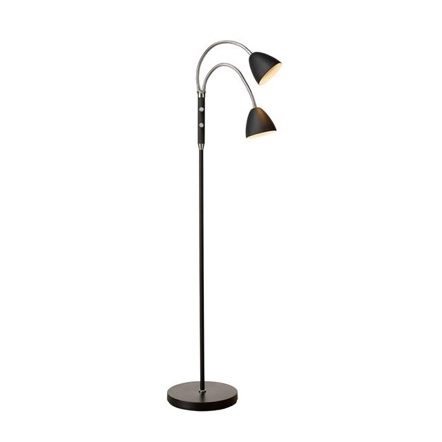 Halo Design Gulvlampe med 2 Armer , Sort Krom