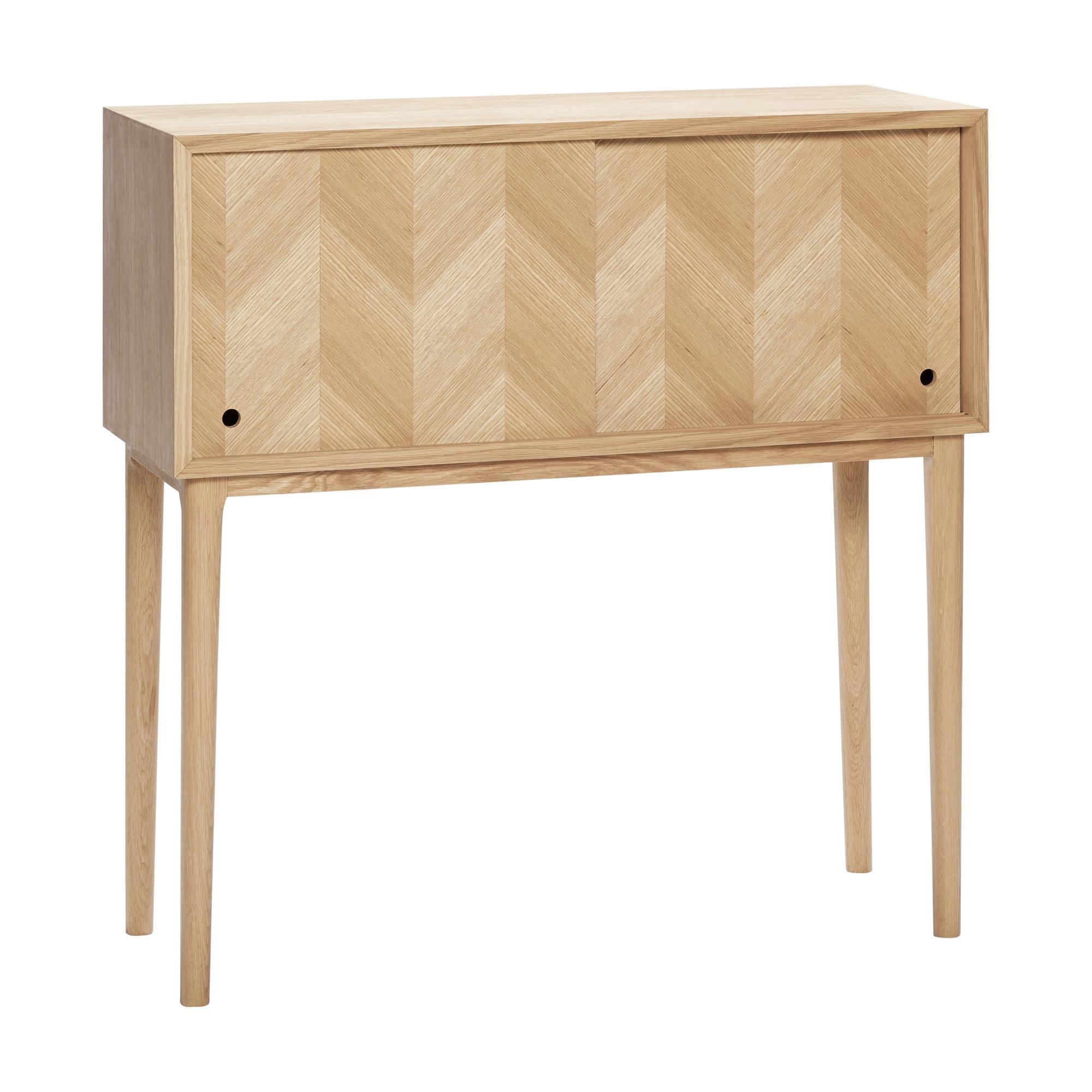 Hübsch Herringbone Console Table Sliding Doors Natural