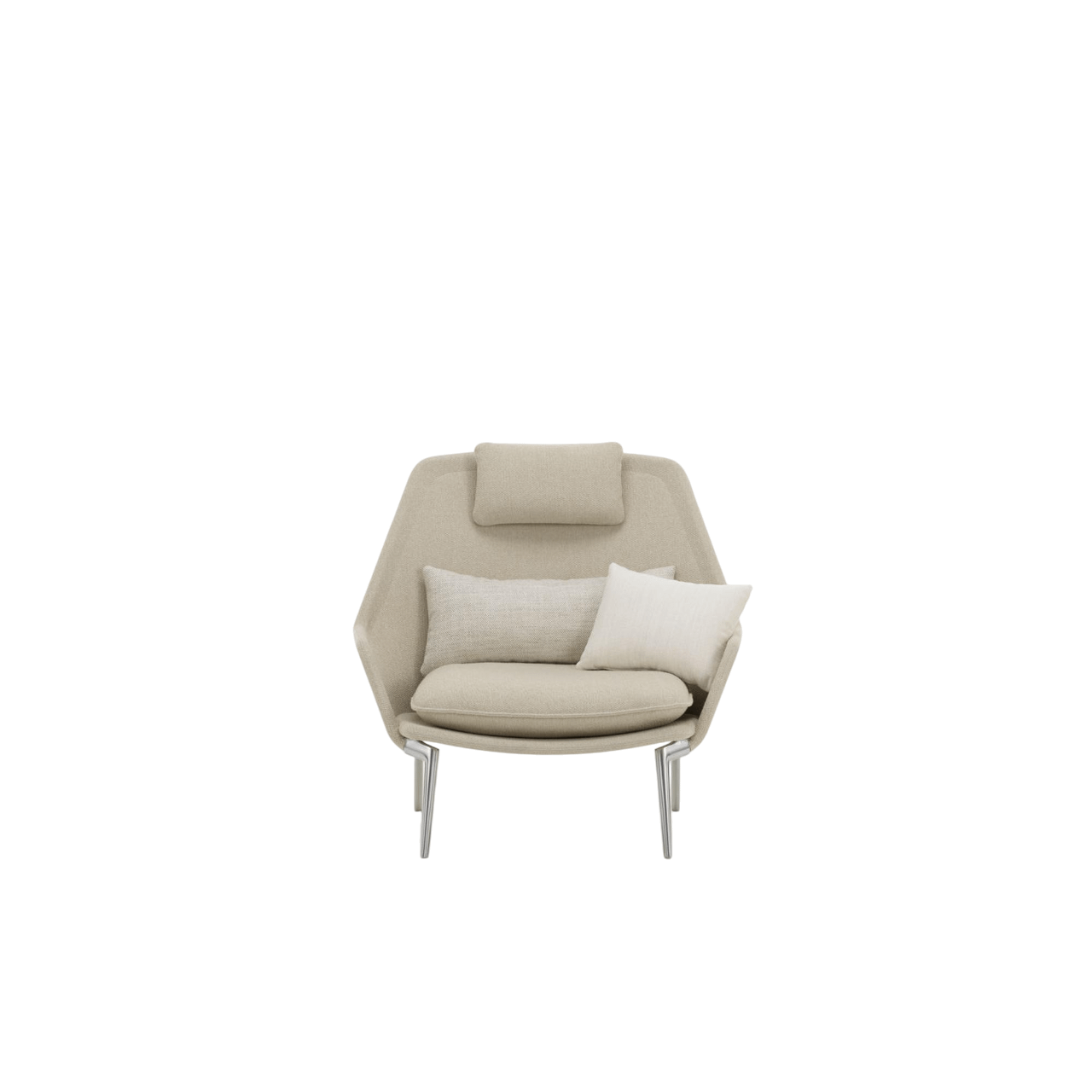 Vitra Slow Armchair Flocca 0650/ Beige 02/ Chrome